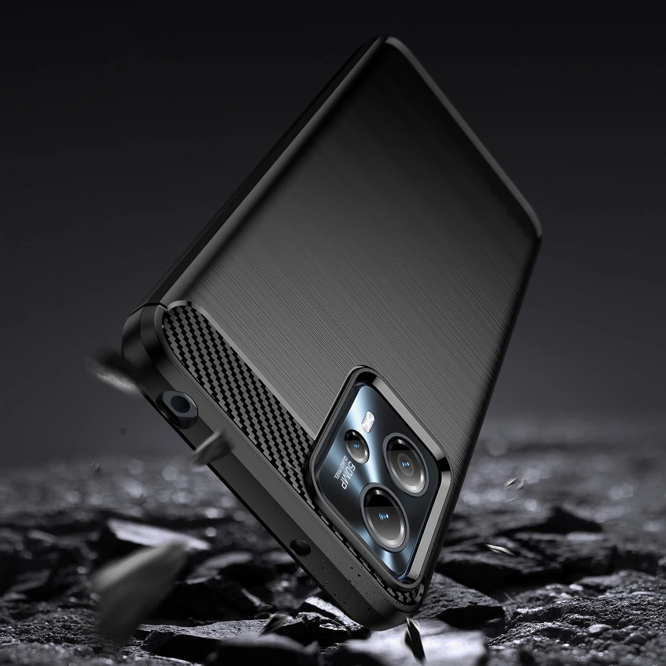 Mbështjellës Hurtel Carbon Case për Motorola Moto G53/G13, TPU, i zi