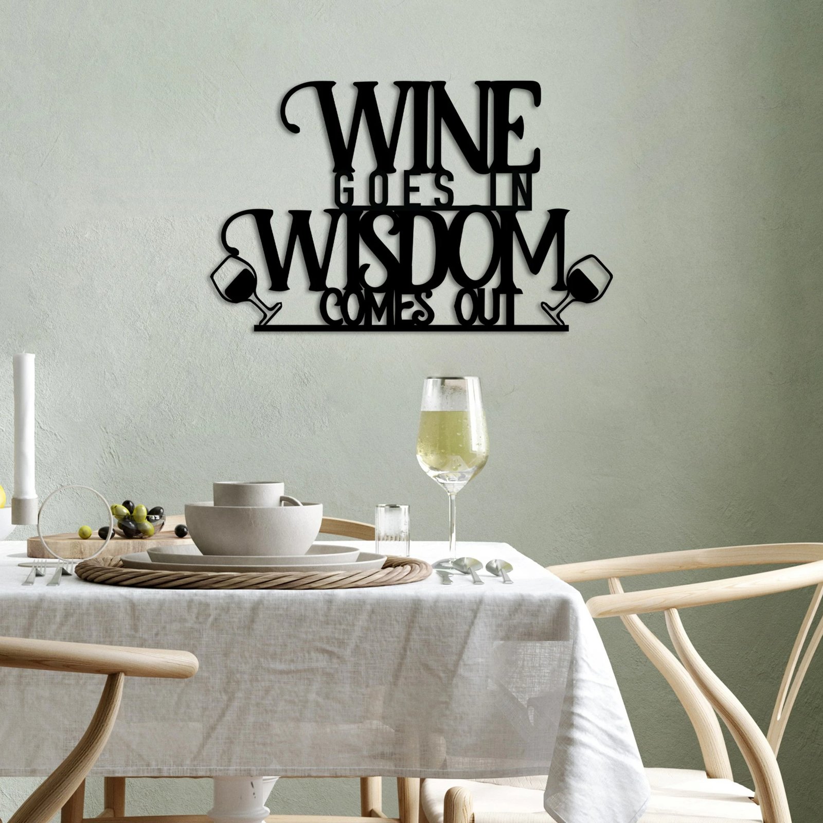 Aksesor dekorativ metalik për mur, Wallity, Wine Wisdom