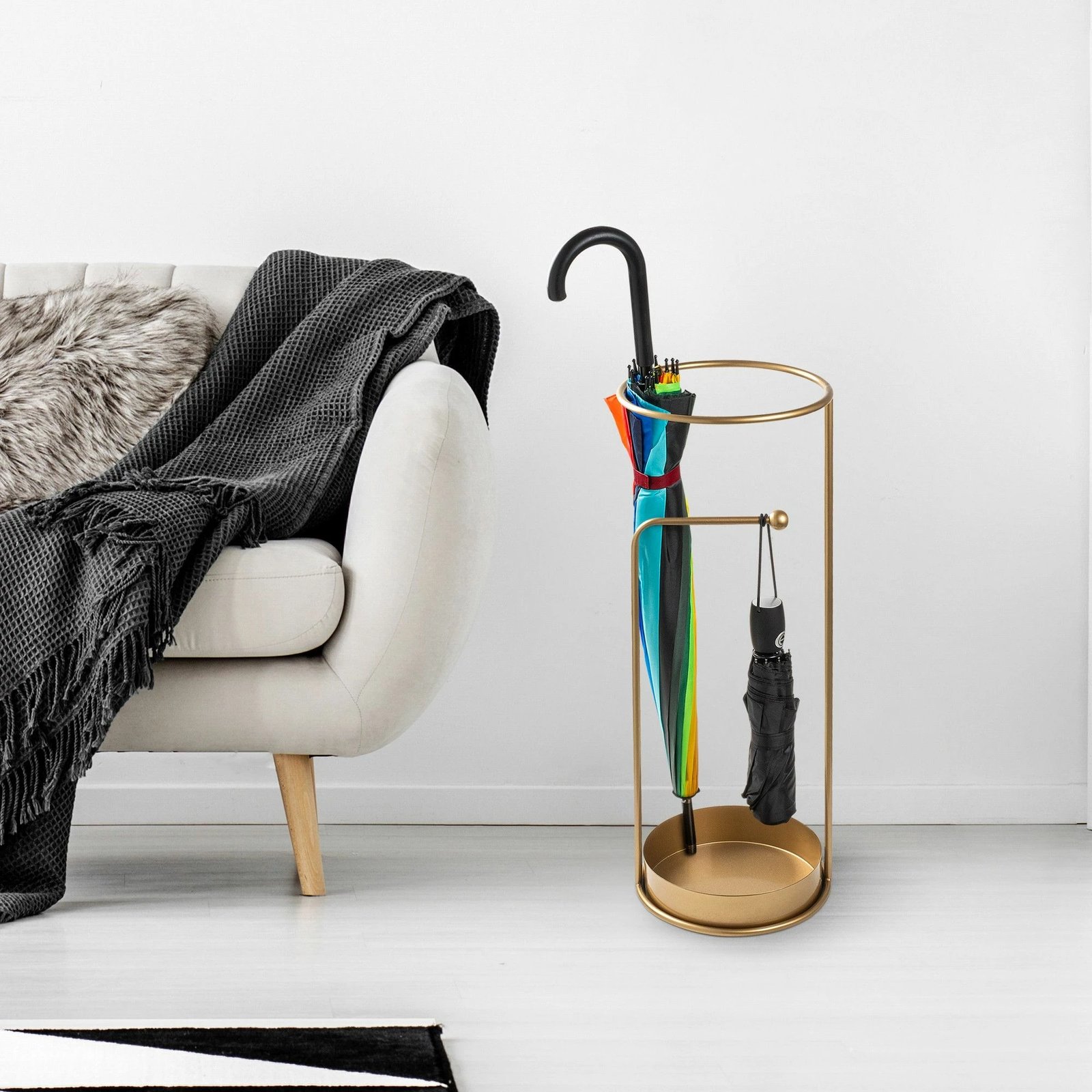 Stendë për ombrella, dizajn Aberto, ngjyrë ari, 22x22x60cm