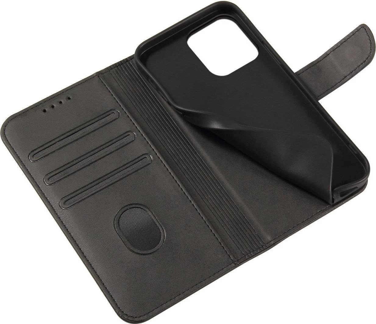 Mbështjellës magnetik me kapak Hurtel për Samsung Galaxy S24 FE, i zi
