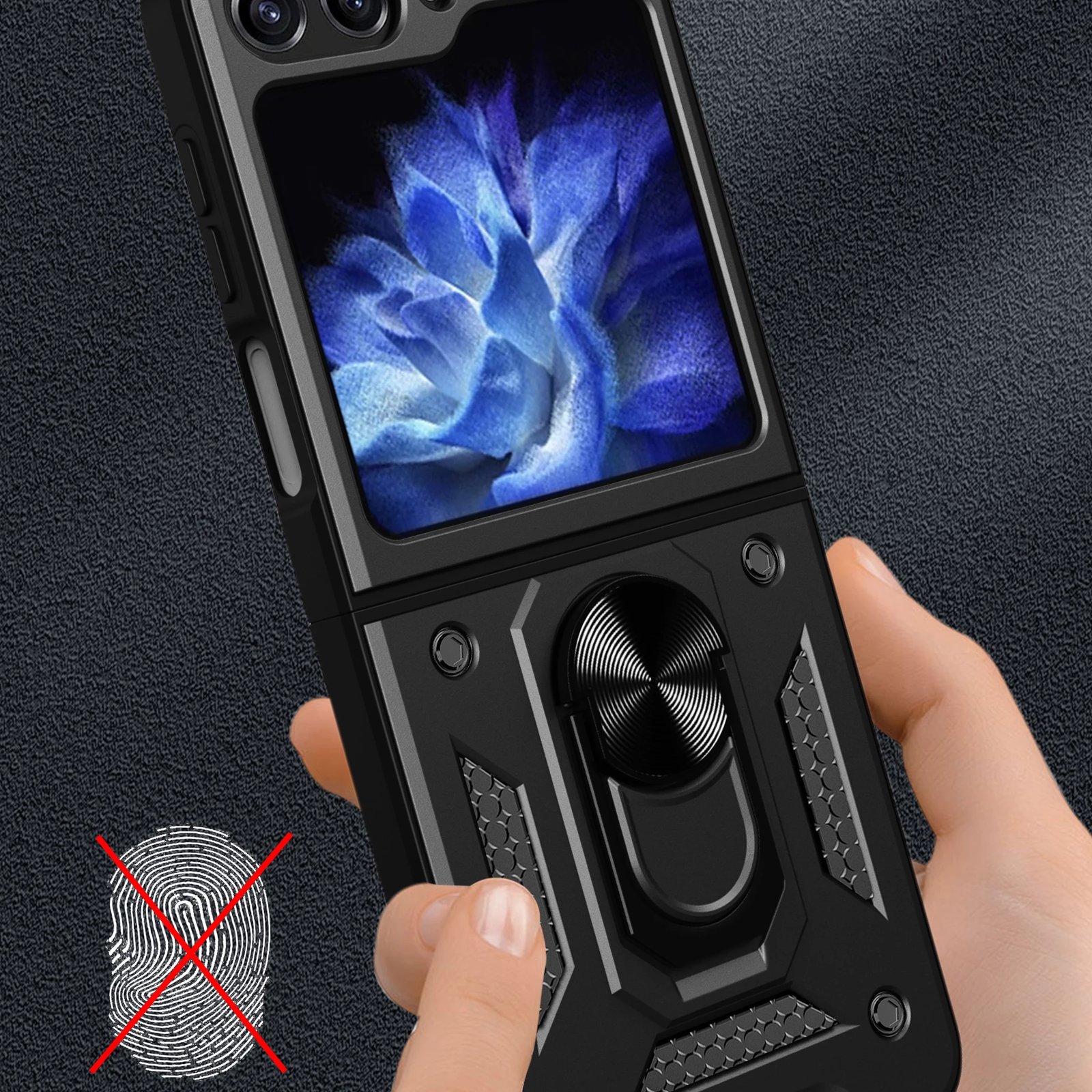 Mbështjellës Hurtel Hybrid Armor Camshield për Z Flip 5 5G, me mbrojtës kamere, Rozë