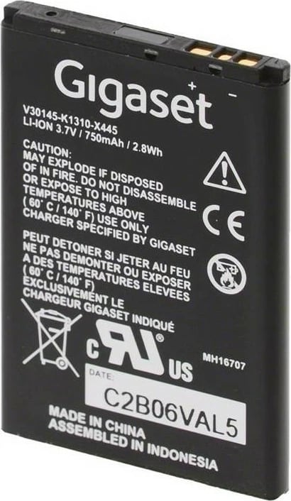 Bateri Gigaset V30145-K1310-X445, Li-Ion, 750mAh, për Gigaset SL610H, e zezë