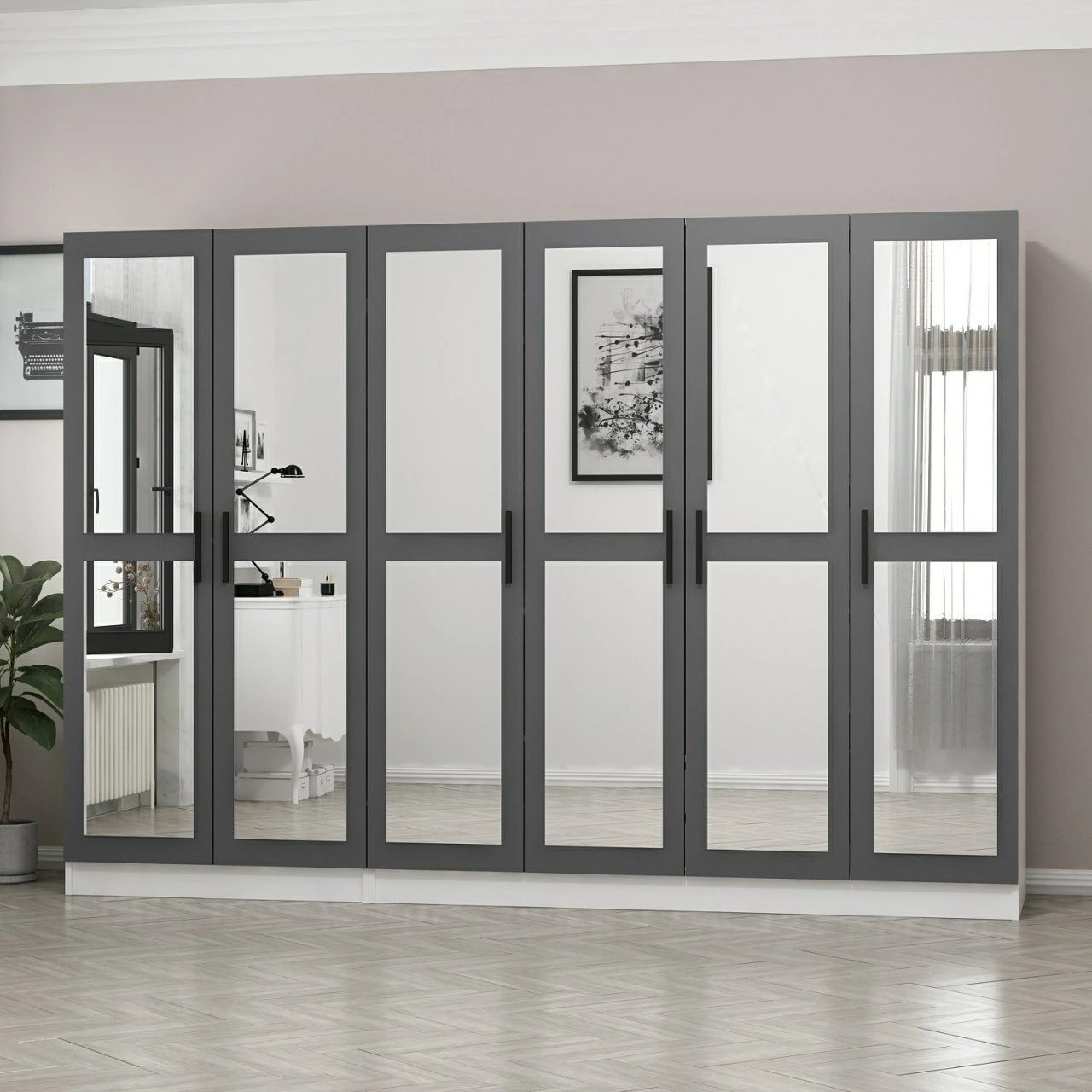 Dollap rrobash, ngjyrë antracit, Skye Decor, 270x210x52cm