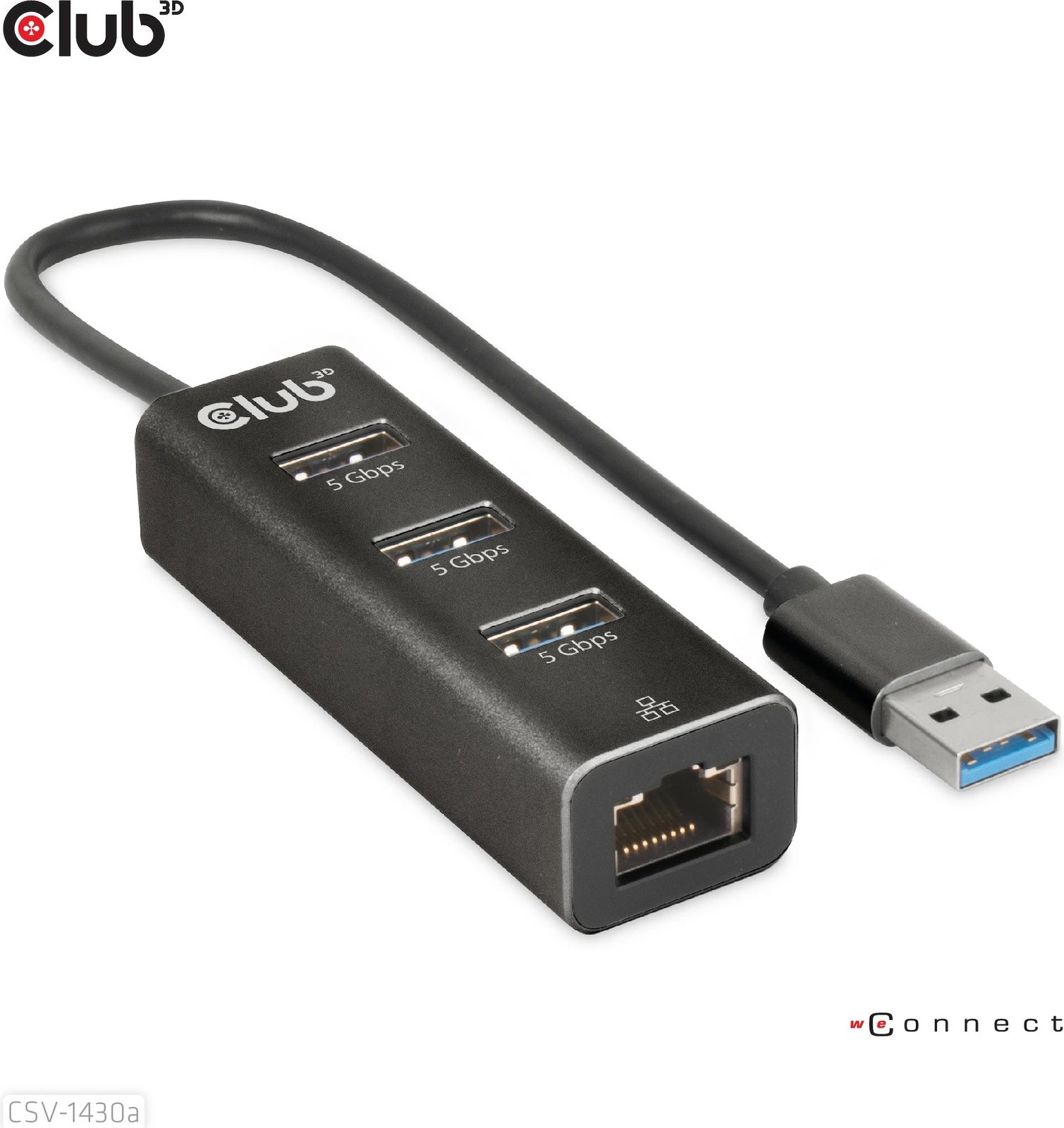 Adapter USB Club3D 3x USB 3.2 Type-A me LAN, i zi