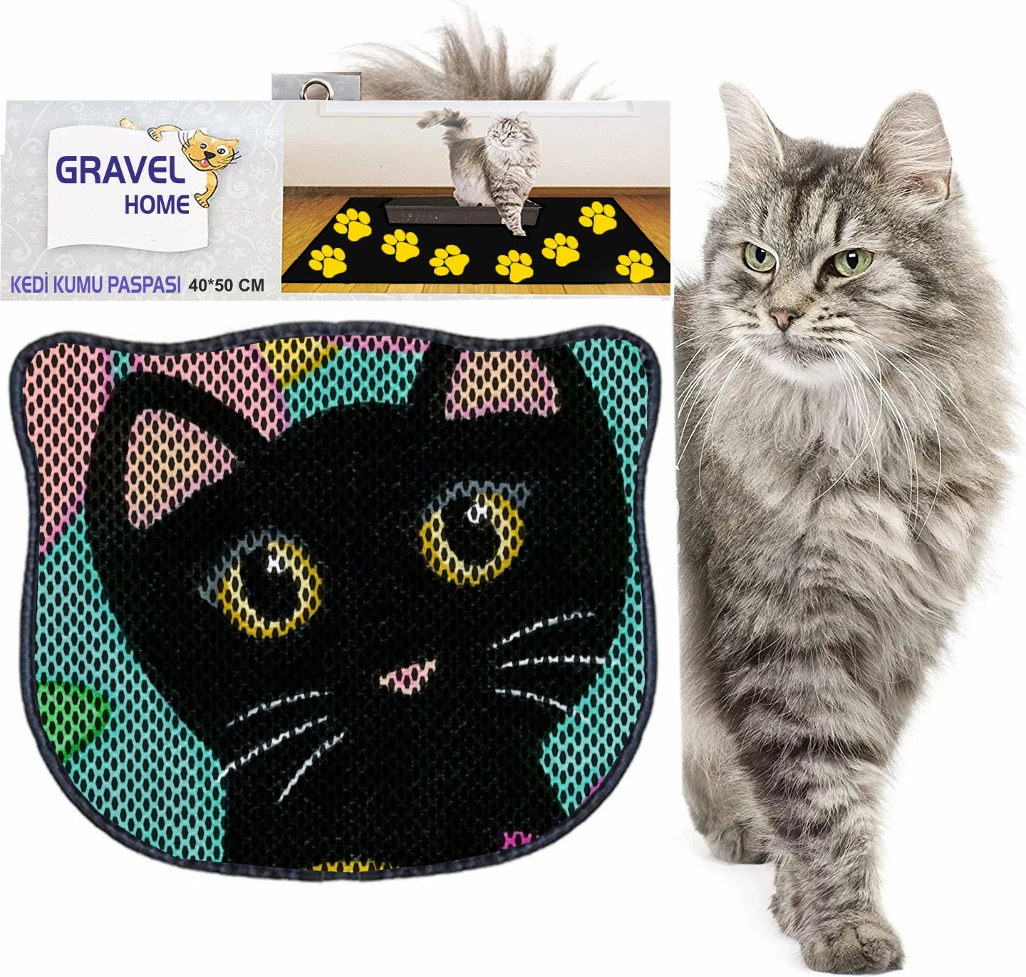 Tapet për rërë mace, shumëngjyrësh, Paws & Whiskers, Kdkafa0109, 40x50cm
