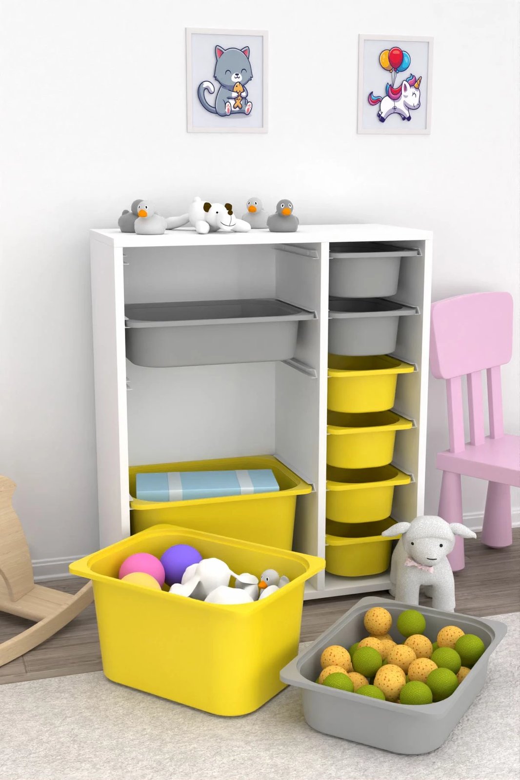 Dollap multifunksional Hanah Home, Zen 2D2K6U, i bardhë, gri, verdhë