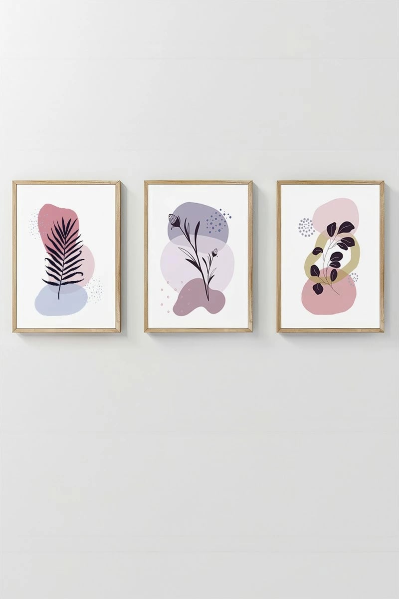 Set pikturash dekorative me kornizë, 3 pjesë, Wallity, 3Dartsohoset103