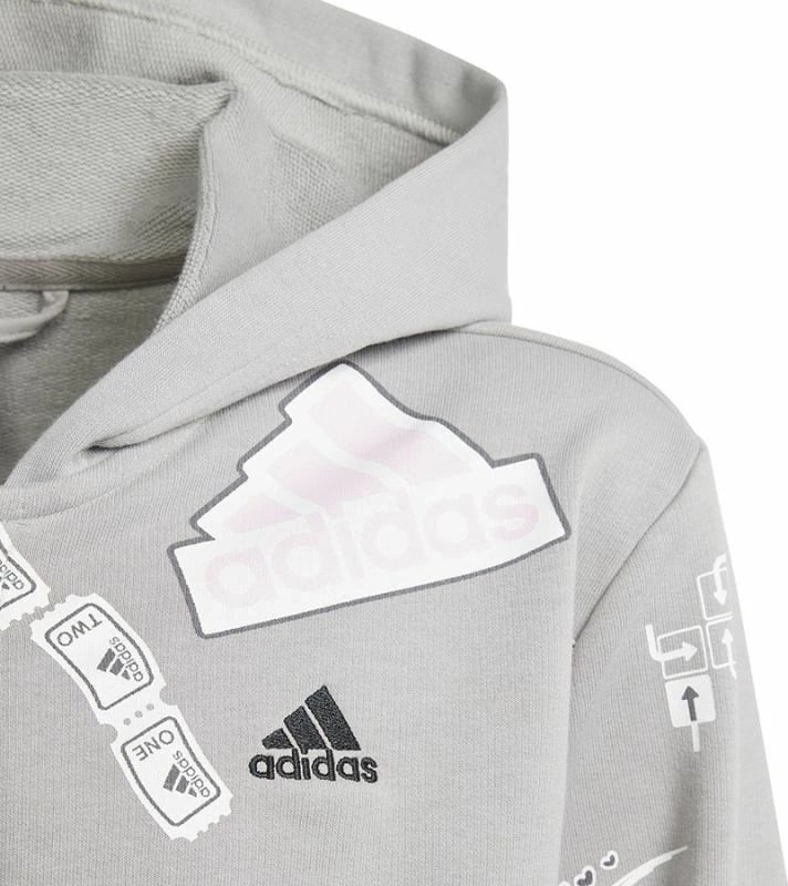 Duks me kapuç për fëmijë adidas, me zinxhir, gri