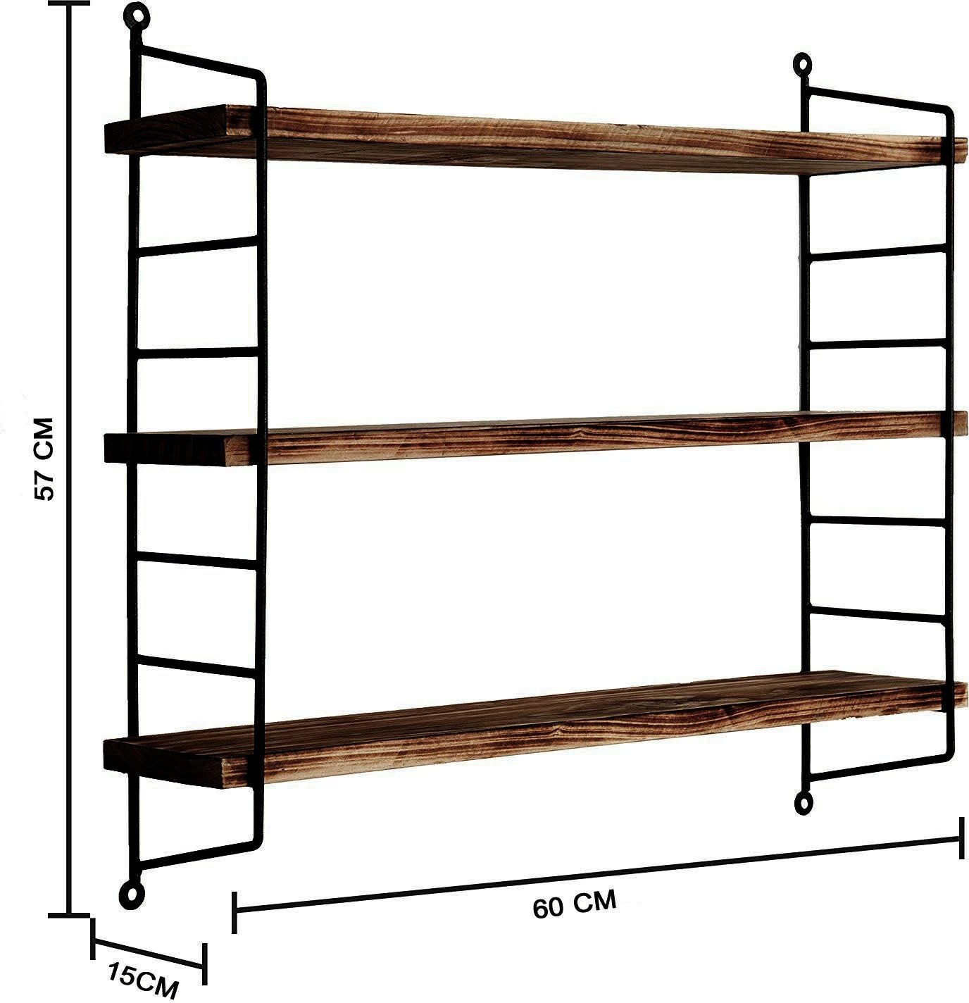 Raft dekorativ prej druri për mur, ngjyrë e zezë dhe arre, Hanah Home, Wr088