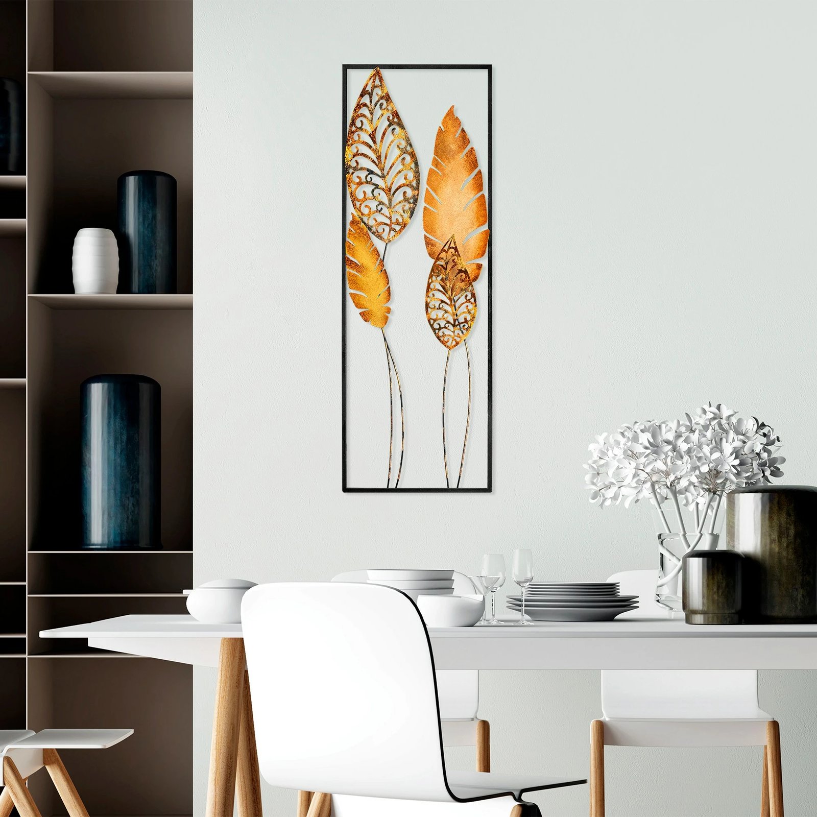 Aksesor dekorativ metalik për mur, Wallity, Nezgep 2, shumëngjyrësh, 32x90cm