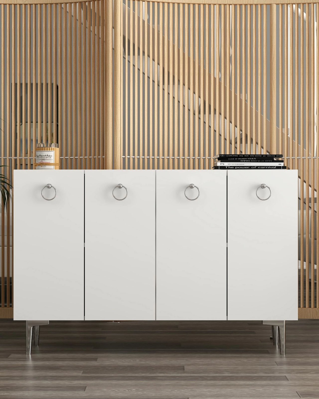 Konsol Skye Decor, Efes, e bardhë, argjend