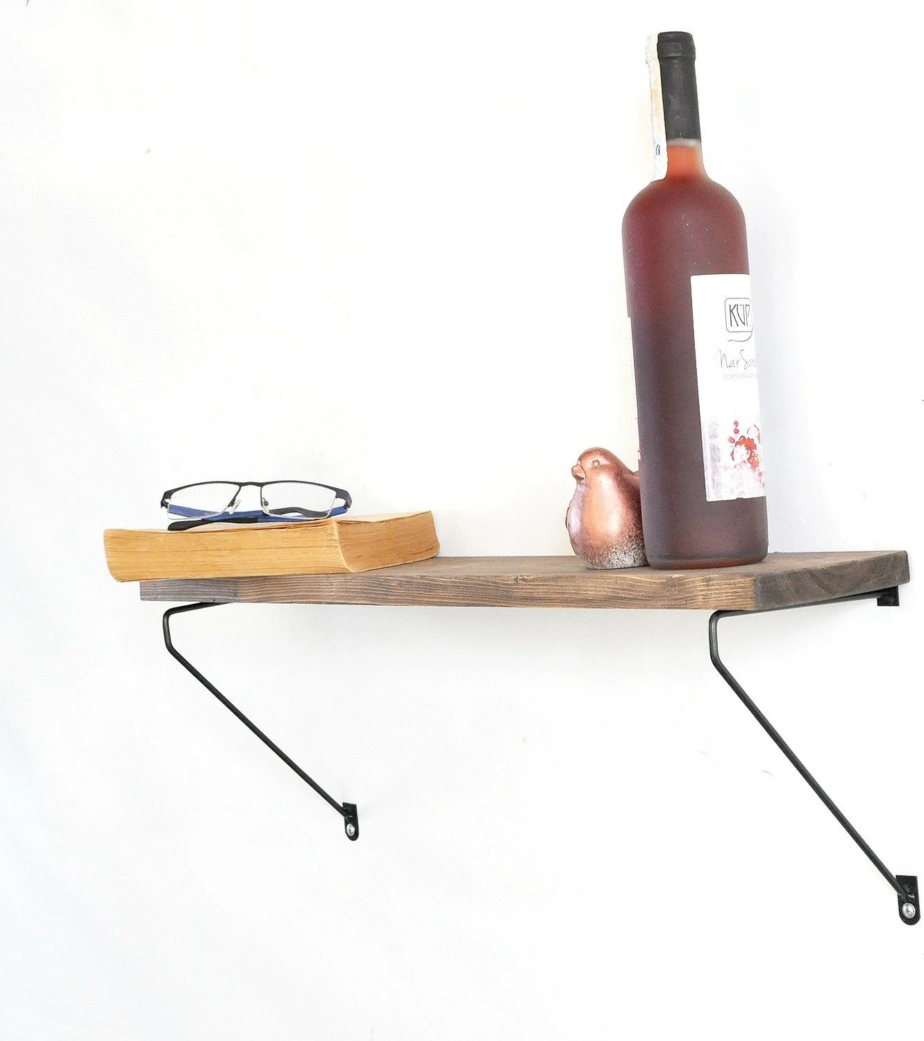 Raft dekorativ prej druri për mur, Hanah Home, Wr038, ngjyrë arre dhe e zezë