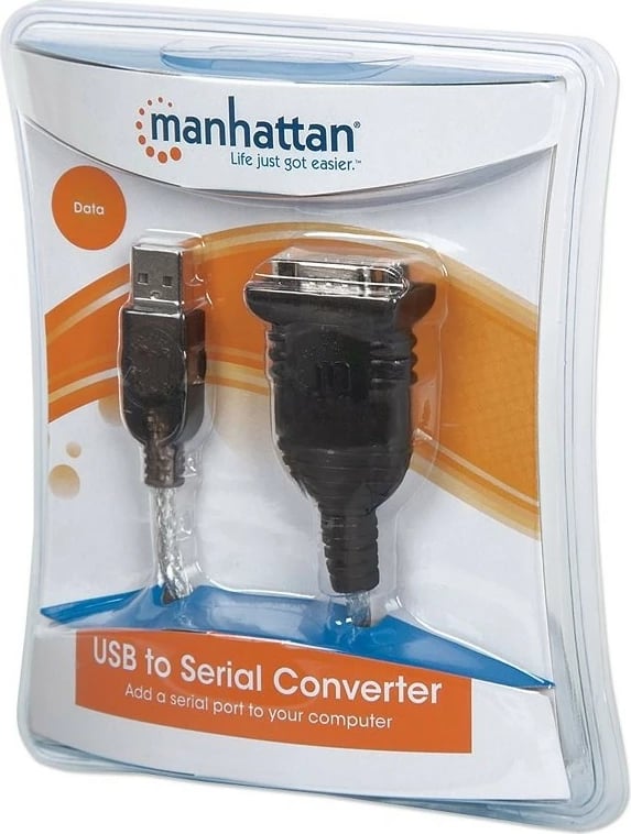 Adapter Manhattan USB në RS232, 45cm, i zi