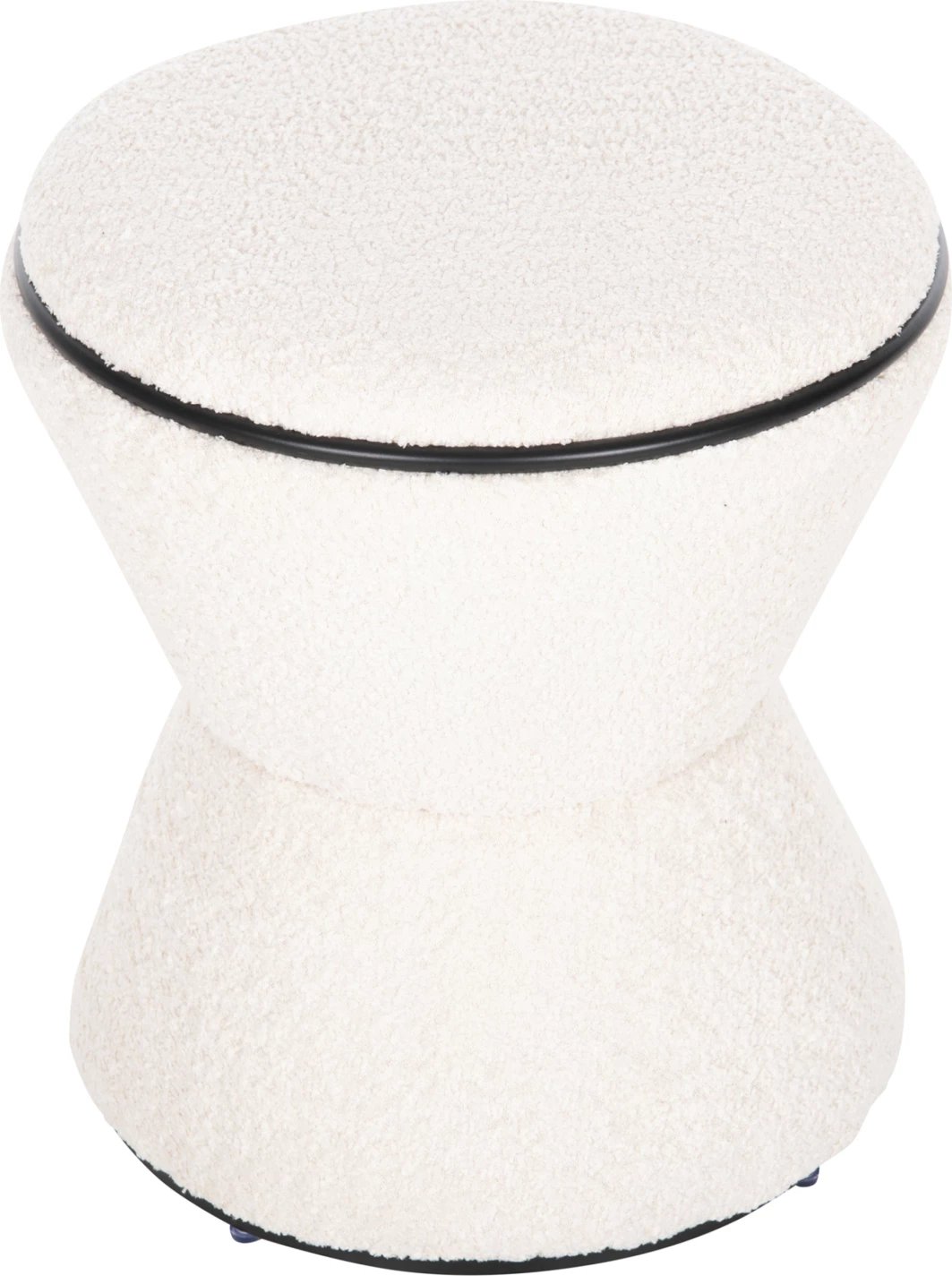 Karrige për bar, e rrumbullakët, LINNER, FH9604.06, pëlhurë boucle, ecru-detaj i zi, D38x44 cm