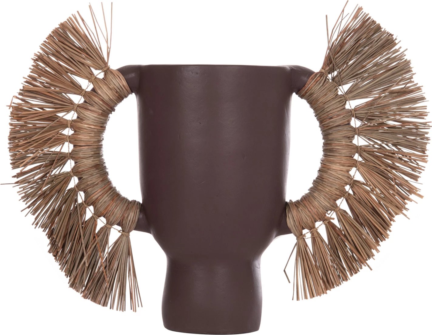 Vazo dekorative tavoline ALICA, terrakotë, ngjyrë çokollate, me bar të thatë, 64x22x38cm Vazo dekorative tavoline ALICA, terrakotë, ngjyrë çokollate, me bar të thatë, 64x22x38cm