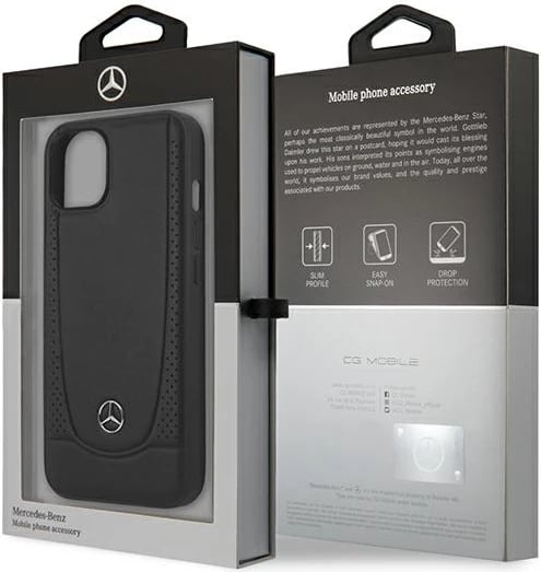Mbështjellës Mercedes MEHCP15MARMBK për iPhone 15 Plus 6.7", lëkurë Urban Line, zi