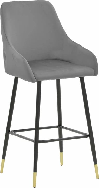 Karrige për bar Lithe metal ngjyrë ari këmbë të zeza-velur gri 47x44x98cm