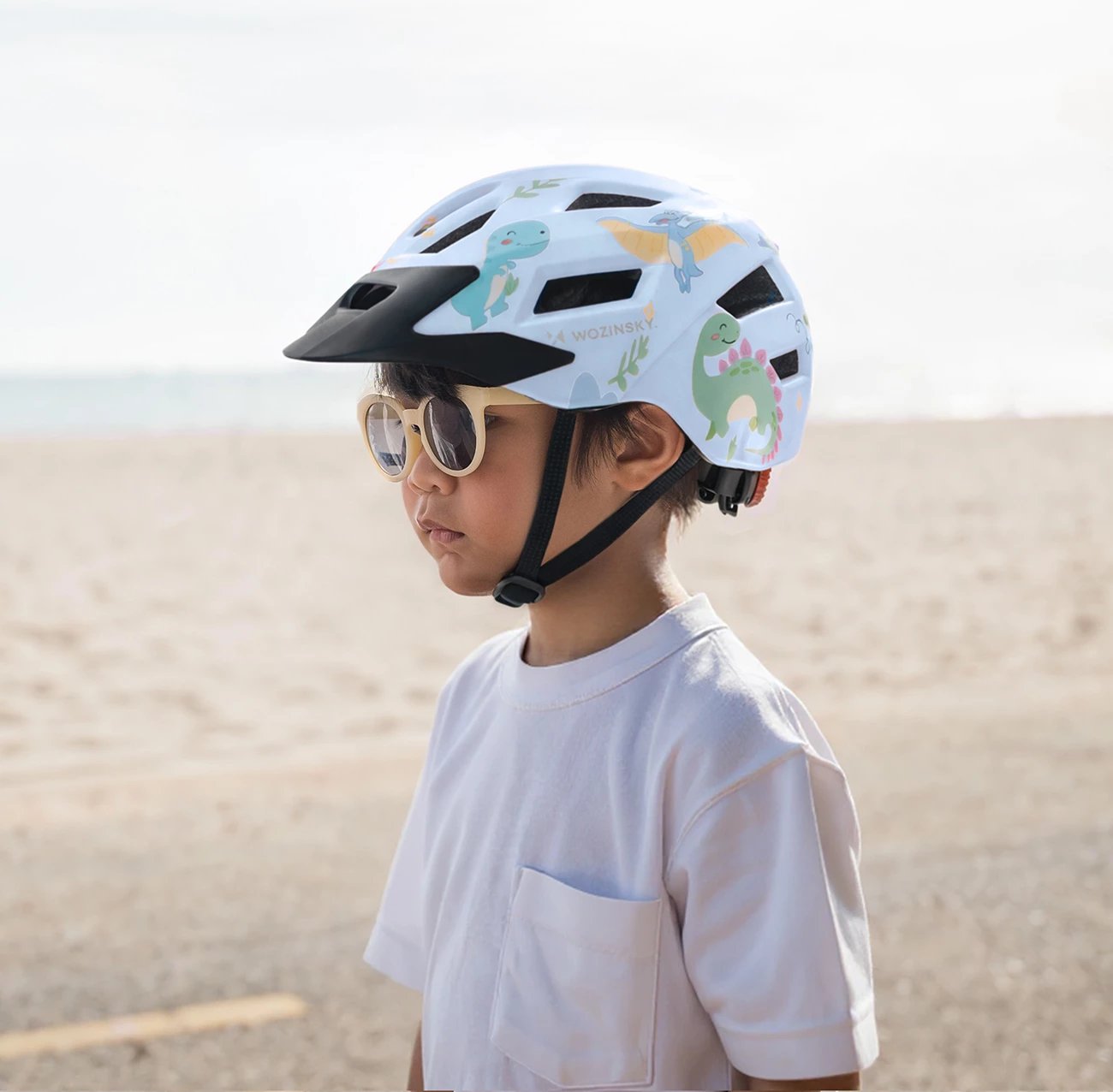 Helmetë biçiklete MTB për fëmijë, Wozinsky HT-45JS, rregullim 360°, me strehë të çmontueshme, madhësia S (52-56 cm), blu e çelët