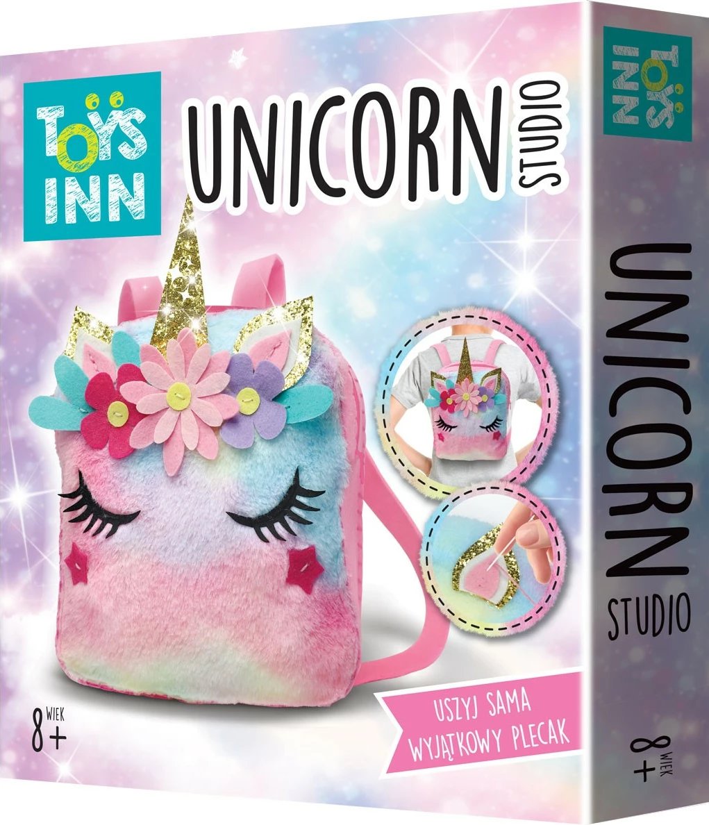 Set qepje çantë shpine Unicorn, Stnux STN7403, shumëngjyrëshe, për vajza, 23x20x6.5cm