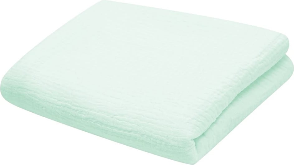 batanije muslin për bebe, NEW BABY, 70x100 cm, 100% pambuk, dy shtresa, ngjyrë mente