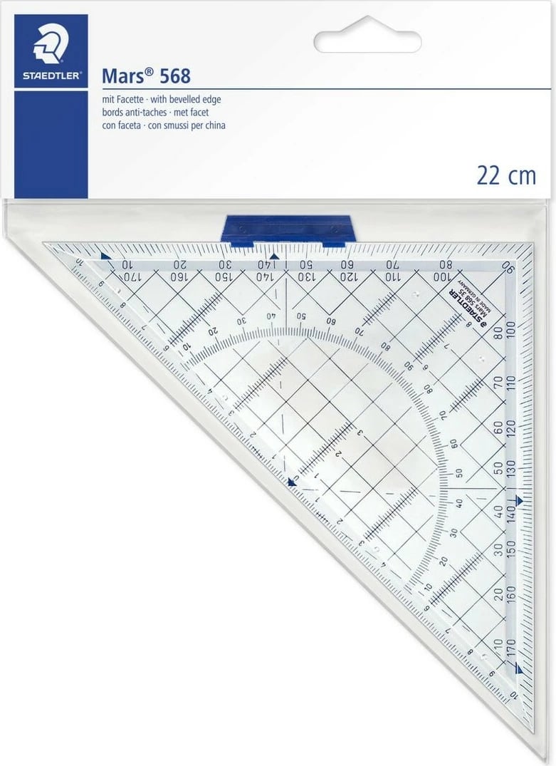 Vizore trekëndore Staedtler Mars 568, 22 cm, transparent