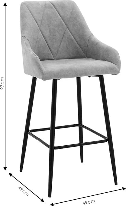 Karrige për bar Empower metal këmbë të zeza-stof ngjyrë gri-kafe antike