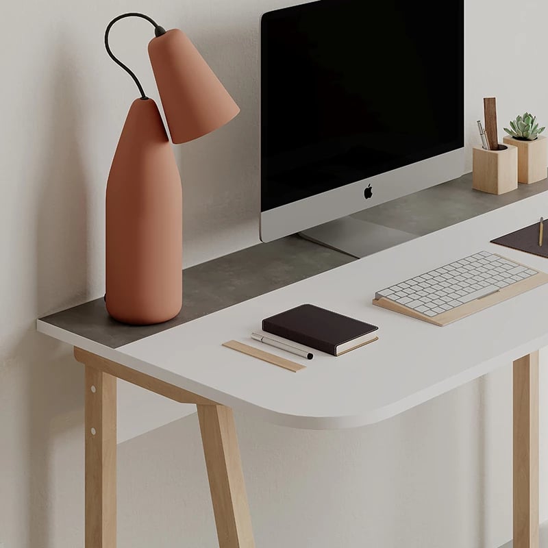 Tavolinë pune Malia, e bardhë, natyrale, gri e errët antike, 120x60.5x75cm