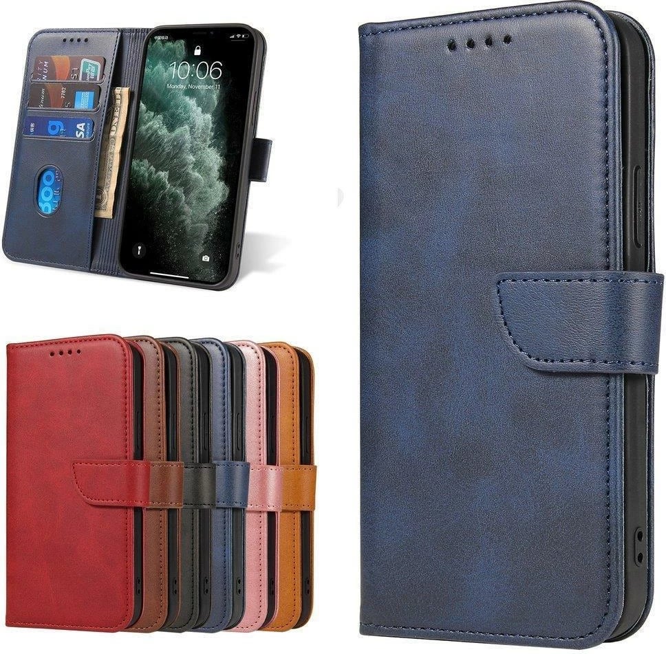 Mbështjellës Hurtel Magnet Case me kapak dhe mbajtëse, për Samsung Galaxy A03s, Kaltër