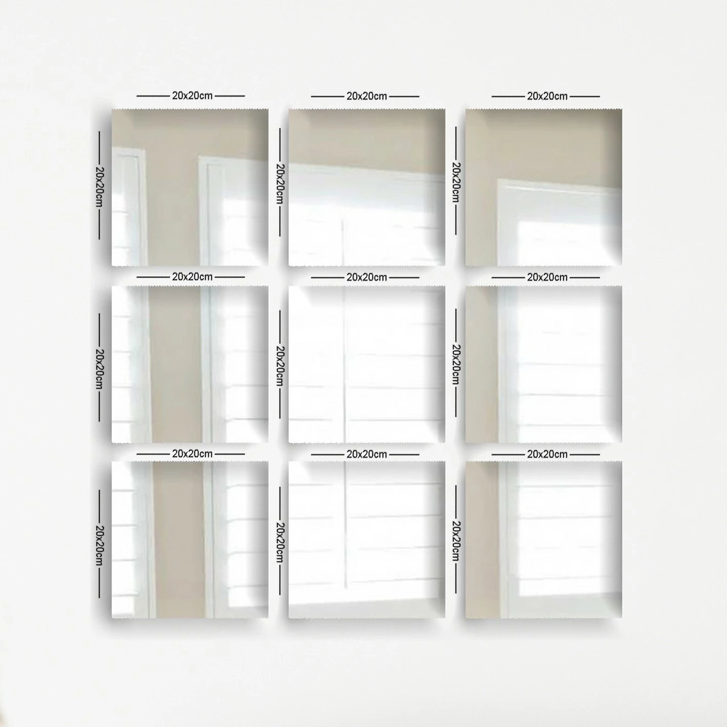 Set pasqyrash (9 copë), Wallity, SETAYNA_012, ngjyrë argjendi