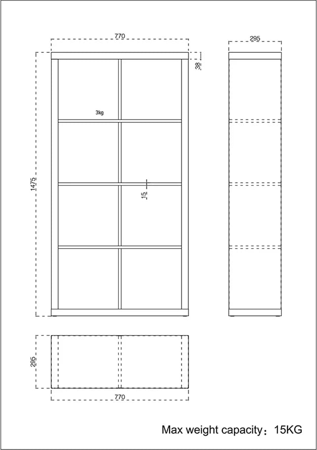 Raft librash KIVOS 77, ngjyrë sonoma, 77x29.5x147.5