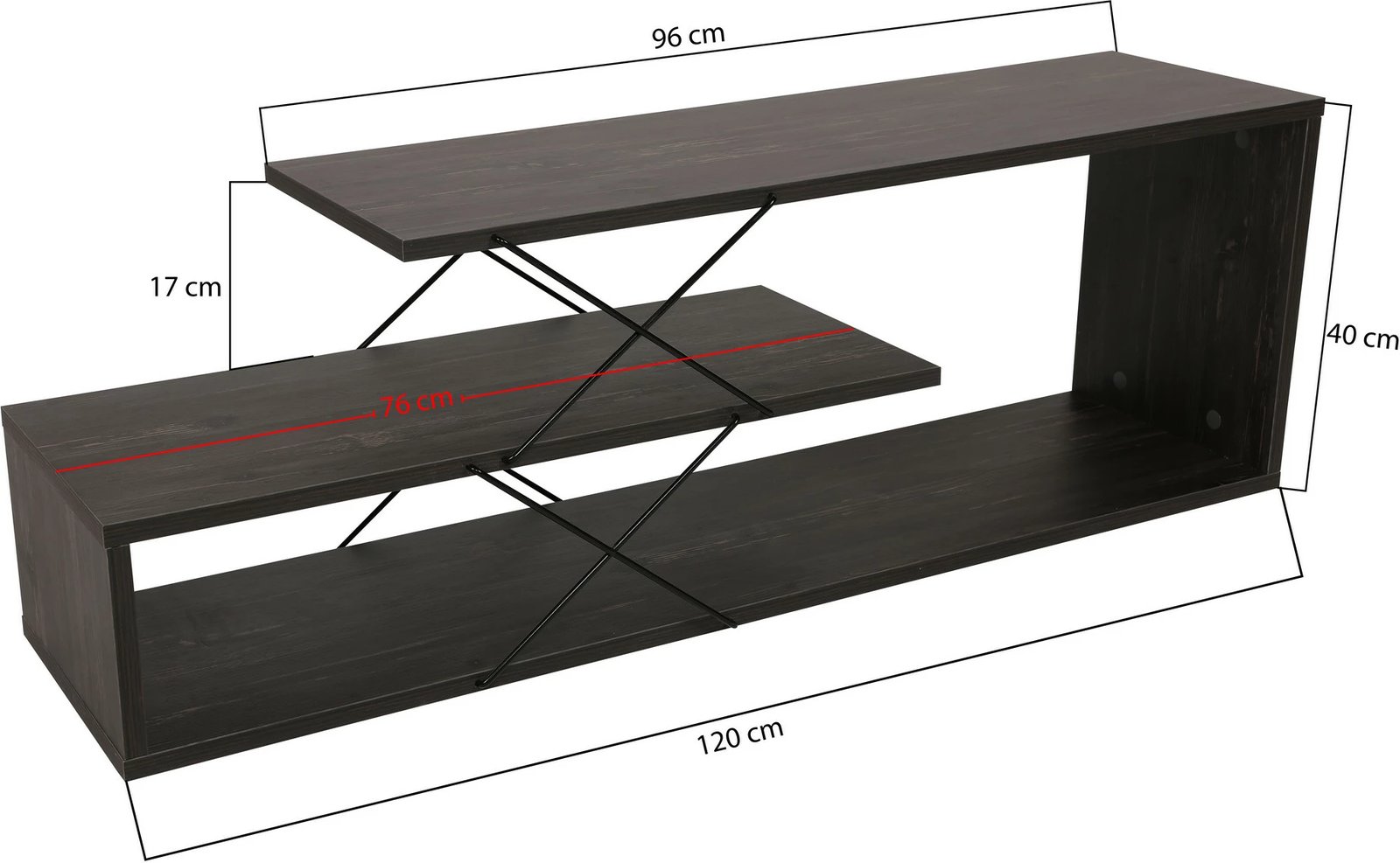 Komodë TV Hanah Home, dizajn Zigzag, ngjyrë kafe e errët