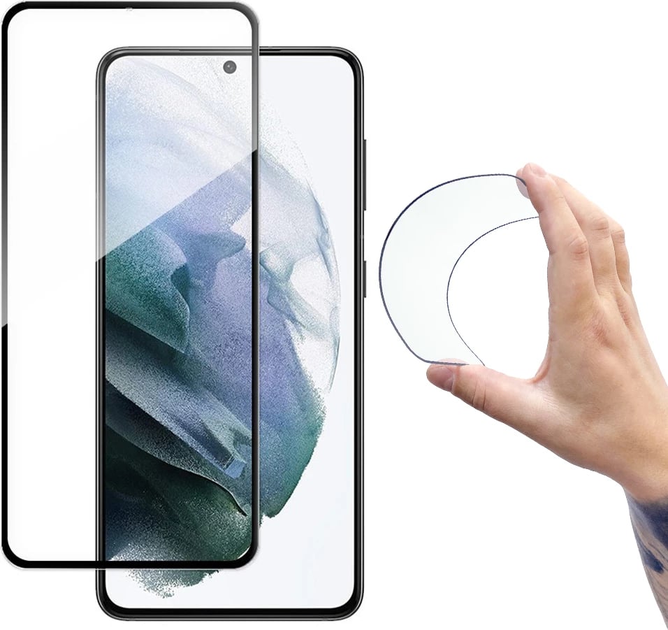 Mbrojtës ekrani Wozinsky Full Cover Flexi Nano Glass me kornizë për Samsung Galaxy S21+ 5G, zi