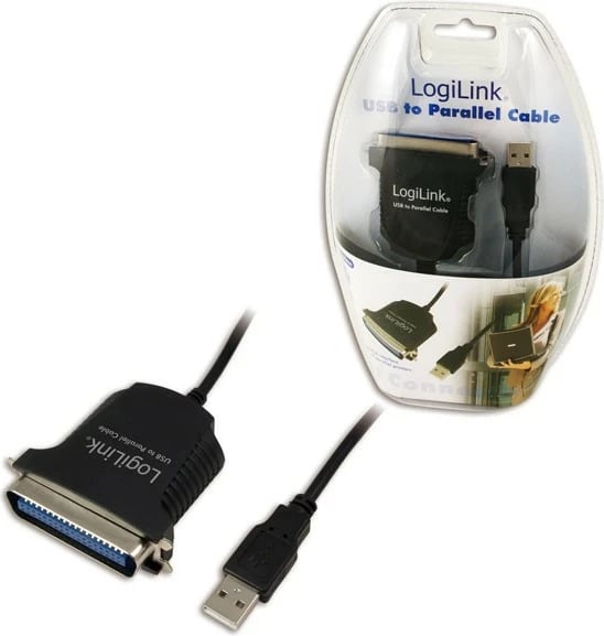 Adapter USB në Centronics 36-pin LogiLink AU0003C, 1.5m, Zi