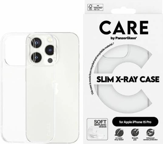 Mbështjellës PanzerGlass Slim X-Ray Case për iPhone 15 Pro, Transparent