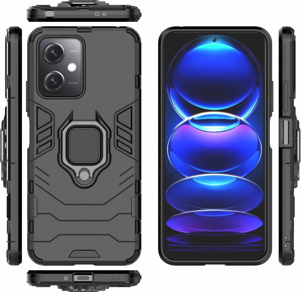 Mbështjellës Hurtel Ring Armor për Xiaomi Redmi Note 12 5G / Poco X5 5G, i zi