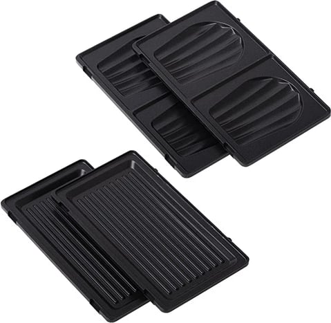 Aparat sanduiçi 2-në-1, Adler, AD 3070, pllaka të ndërrueshme grill/sanduiç, veshje jo-ngjitëse, 850W, i zi