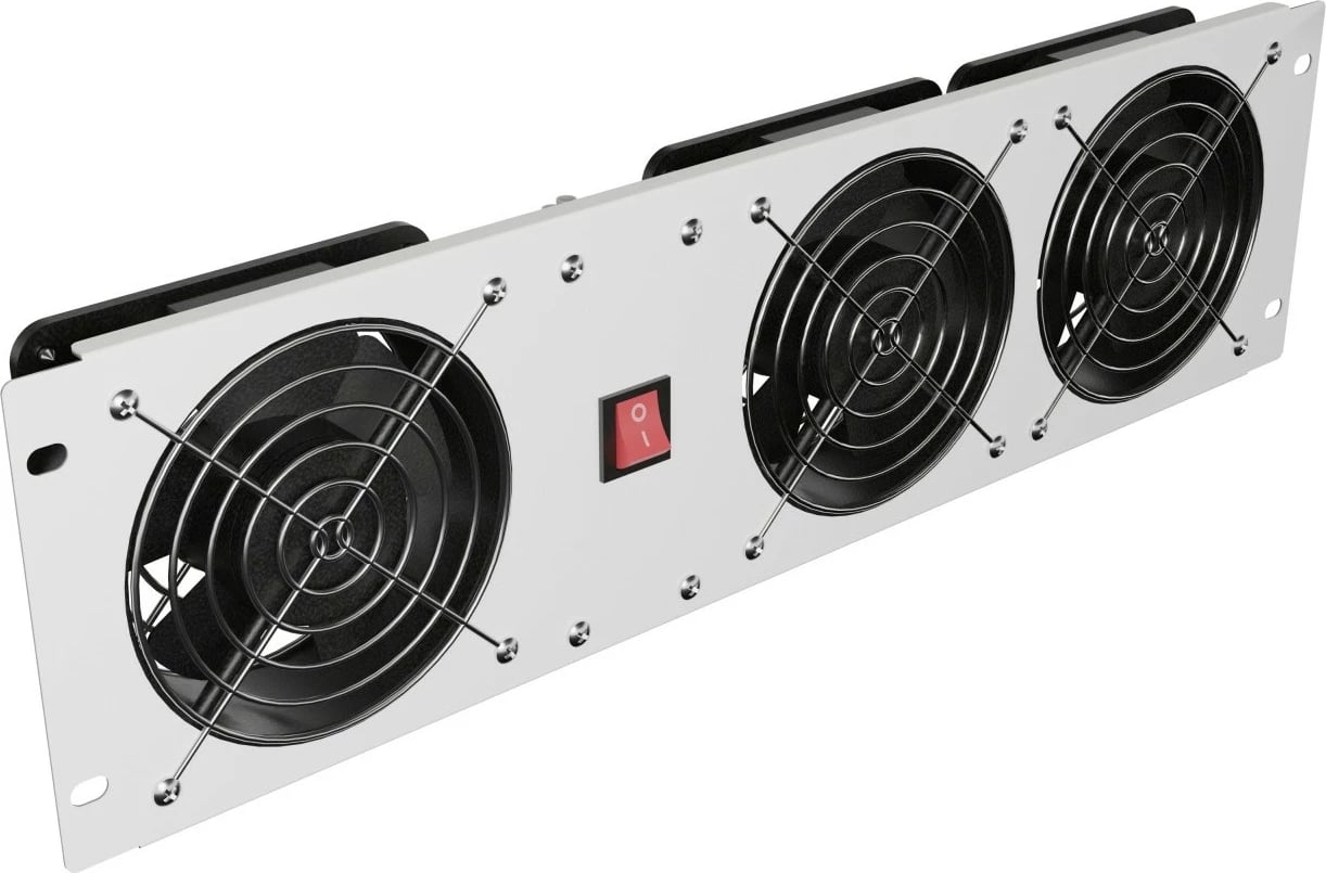 Panel ventilimi rack 19", Lanberg AK-1506-S, 3U, 3 ventilatorë, 50 W, 230V, kabllo 2 m, gri RAL 7035