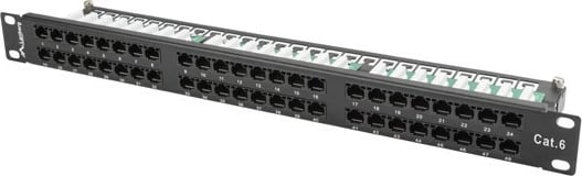 Patch panel Lanberg PPU6-1048-B, 48 porta, 1U, CAT 6, i zi