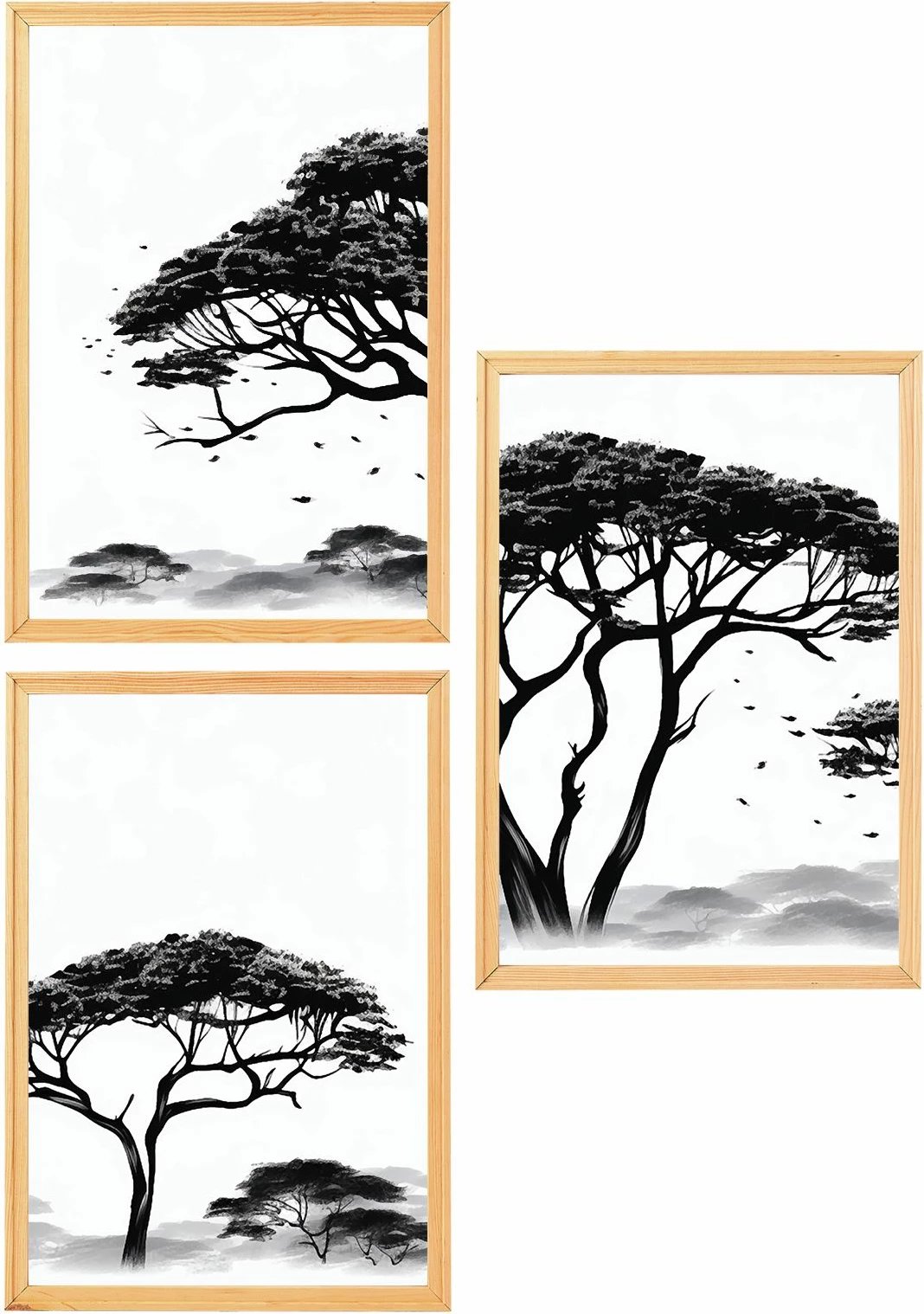 Pikturë dekorative me kornizë MDF, set prej 3 copash, Wallity, Myk3011-1