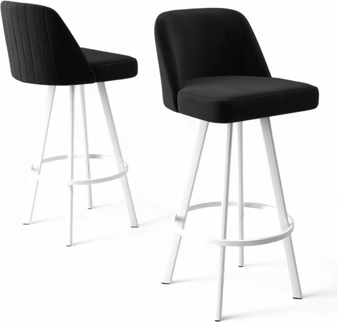 Set karrigesh për bar (6 copë), Skye Decor, Atex, e zezë dhe e bardhë