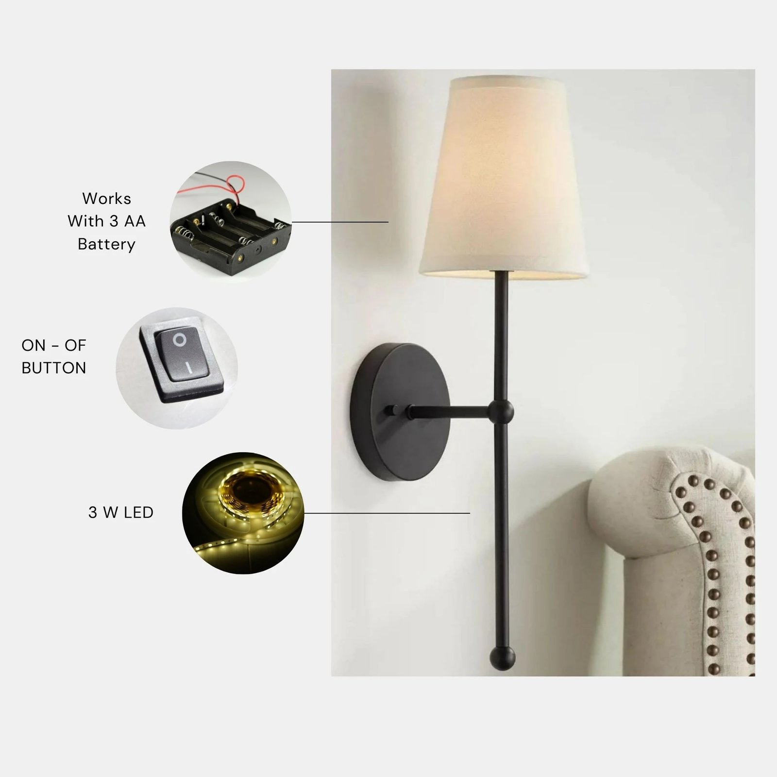 Llambë muri Opviq, Brice - 8875-2P, e zezë dhe krem