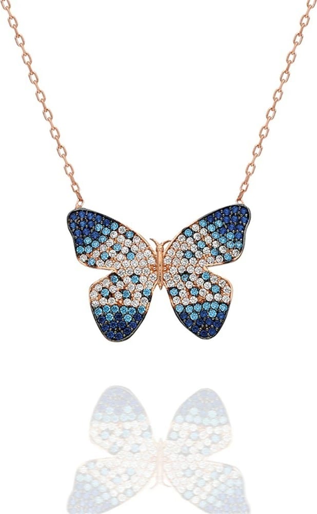 Varëse argjendi me flutur, ngjyrë rozë ari, kaltër e bardhë, Jumeon, TRDYL330