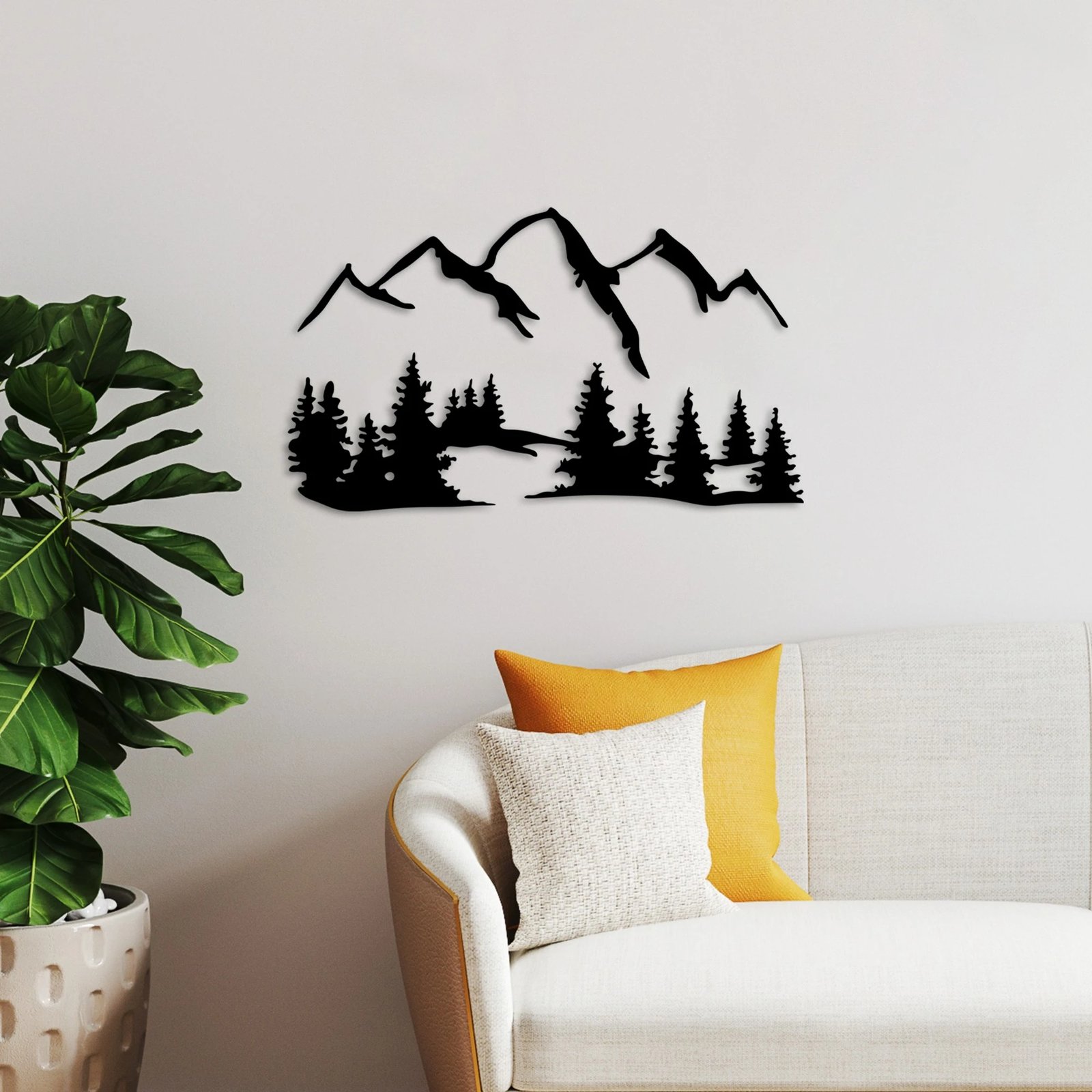 Aksesor dekorativ metalik për mur, natyrë dhe mal, Wallity