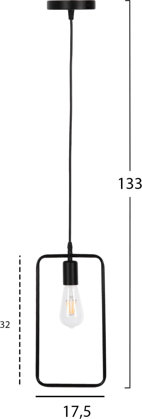 Llambë varëse tavani, metal i zi, drejtkëndëshe, FH4097, 17,5x133H cm Llambë varëse tavani, metal i zi, drejtkëndëshe, FH4097, 17,5x133H cm
