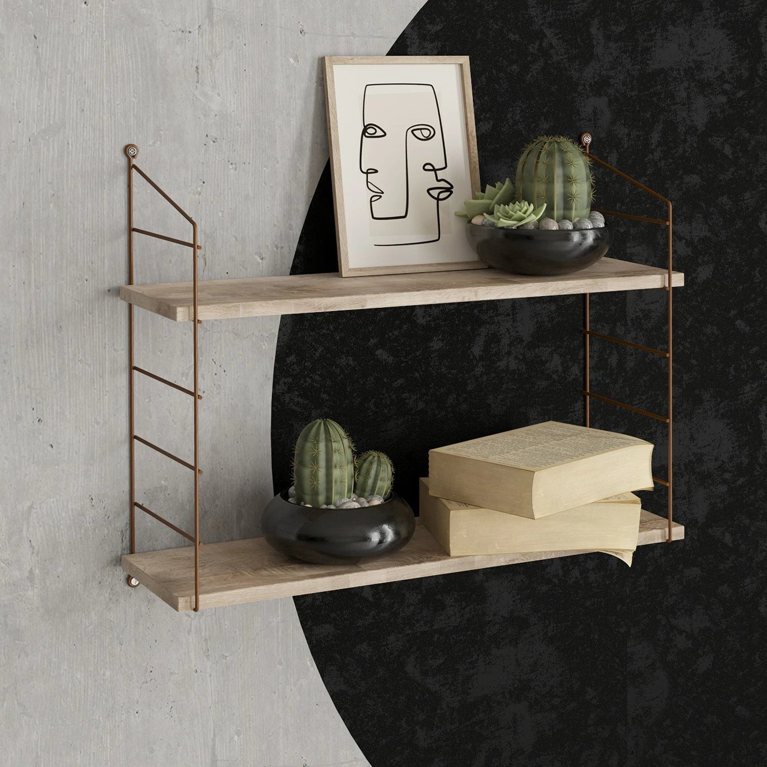 Raft muri Hanah Home, Armoni 2'li, ngjyrë kafe, Sacramento