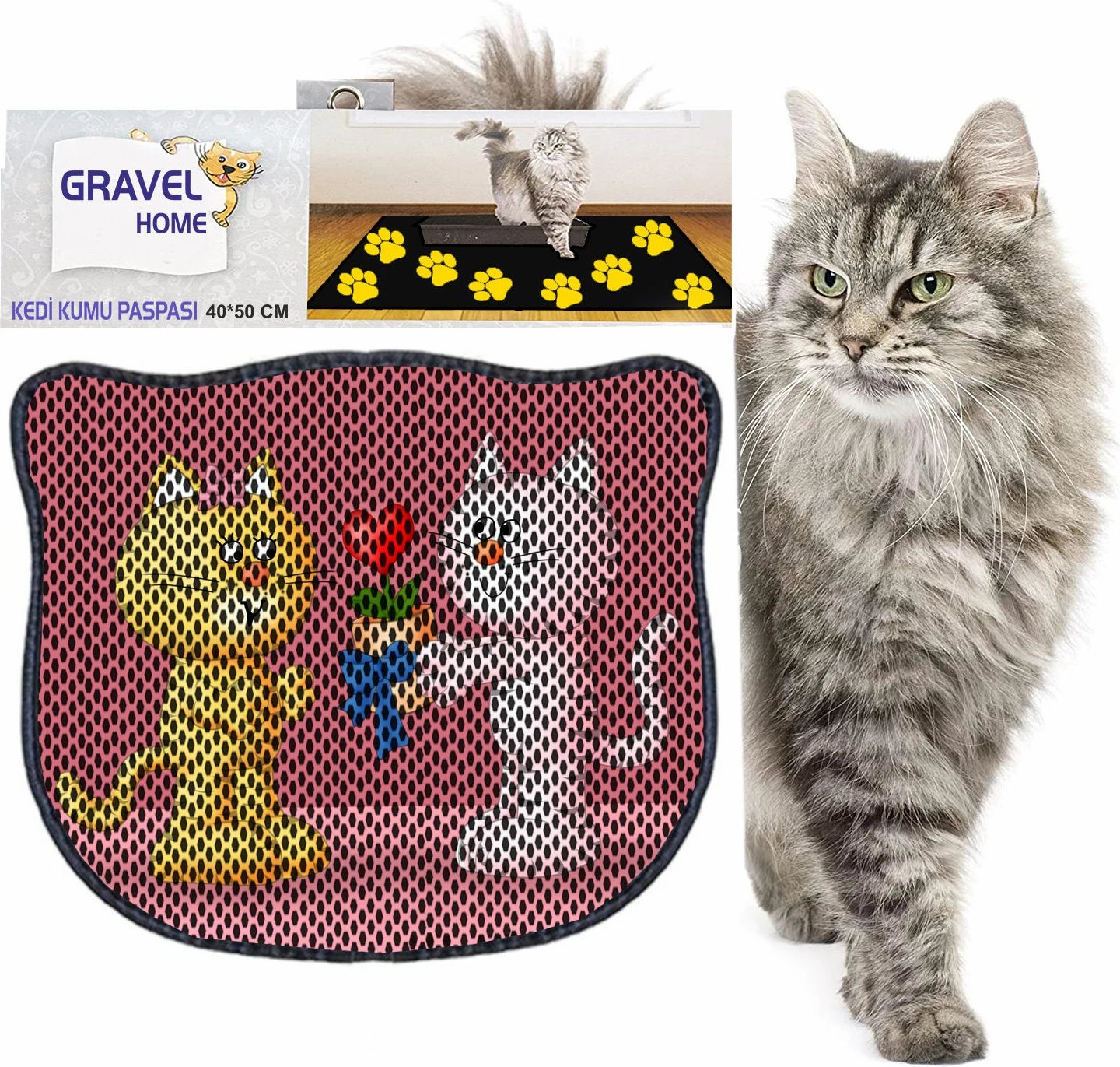 Tapet për rërë mace, shumëngjyrësh, Paws & Whiskers, Kdkafa0151, 40x50cm