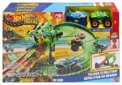 Set garash me makina Hot Wheels Monster Trucks Mattel Dragon Race, me dy makina lodër, shumëngjyrësh