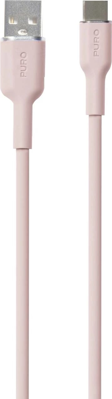 Kabllo USB-A në USB-C Puro Soft 1.5m, silikon, rozë Kabllo USB-A në USB-C Puro Soft 1.5m, silikon, rozë