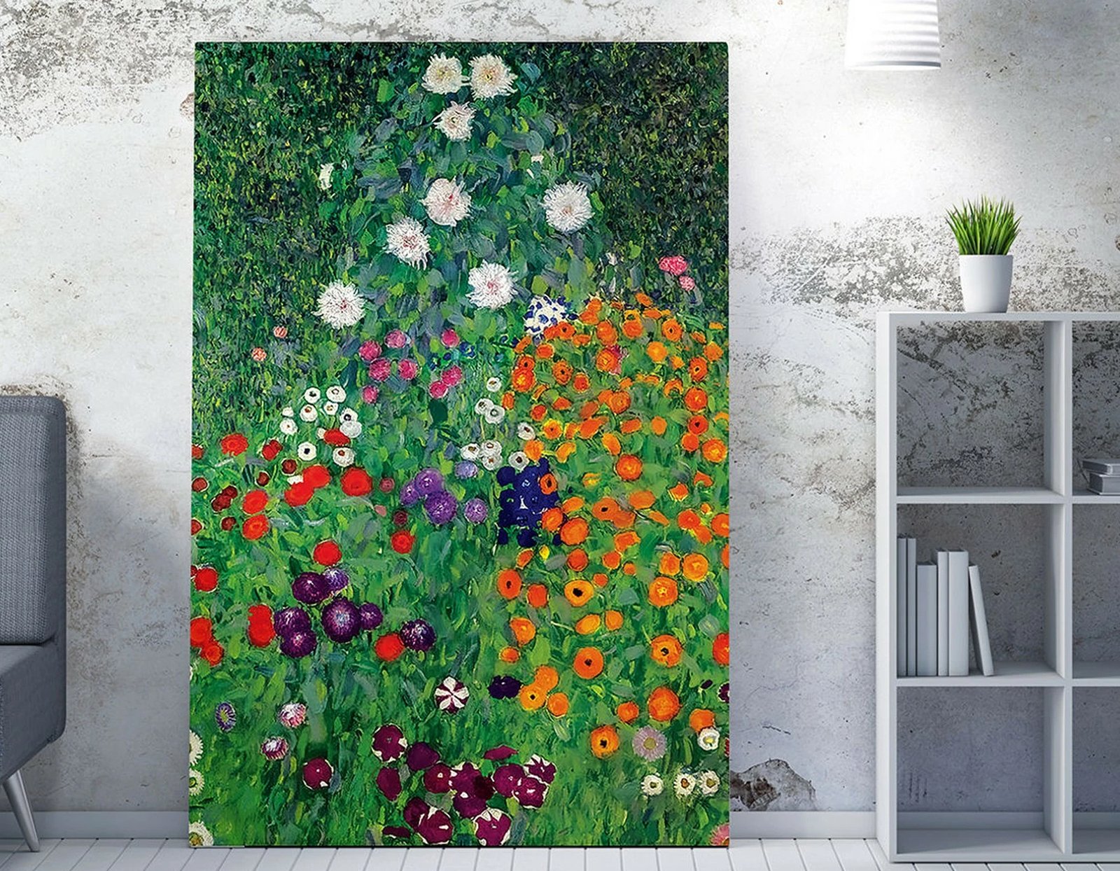 Pikturë dekorative në kanavacë, Flower Garden nga Gustav Klimt, shumëngjyrëshe, 50x70cm, WY160