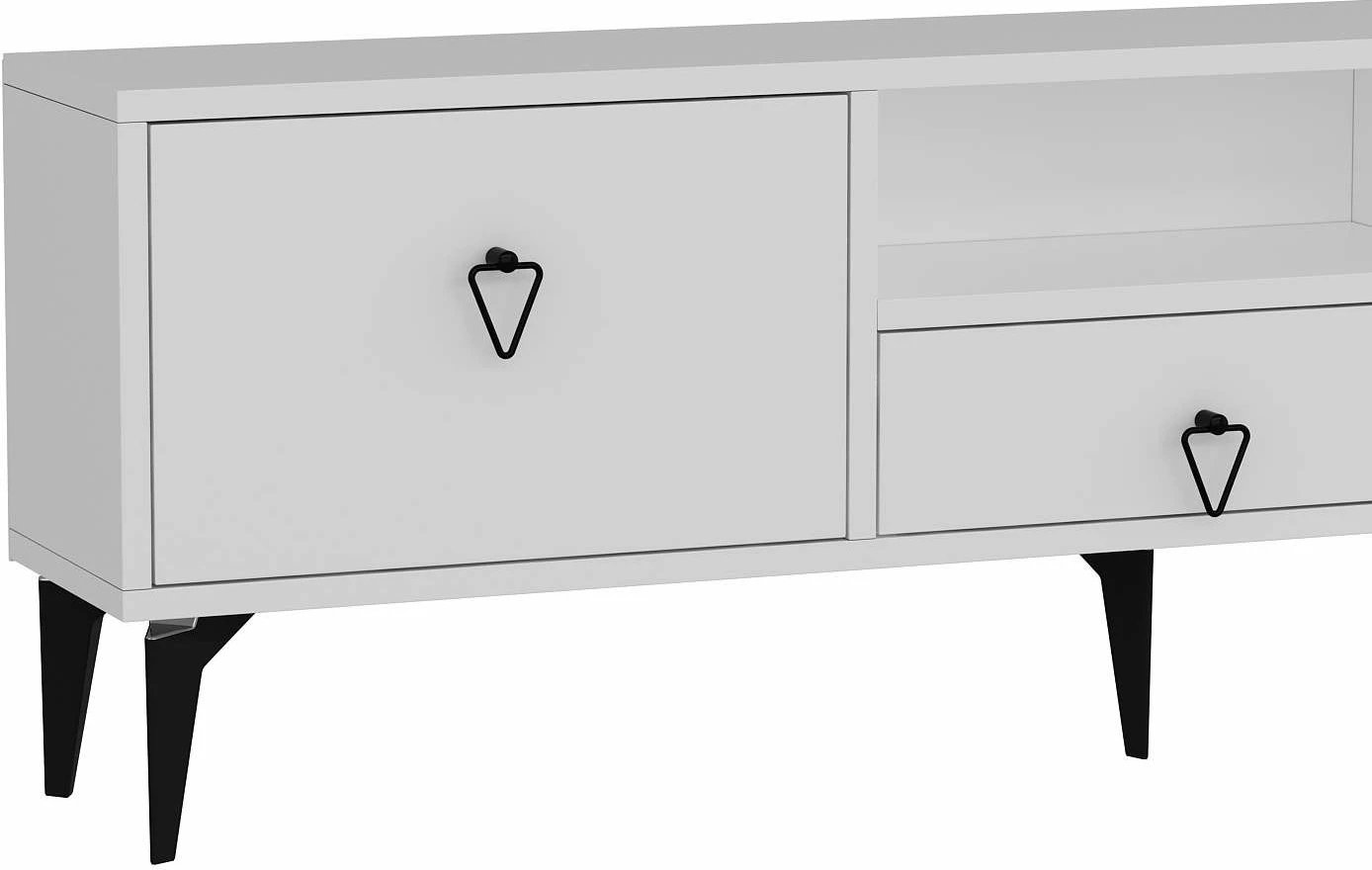 Komodë TV Skye Decor, e bardhë/zezë, 1302-DROP-1